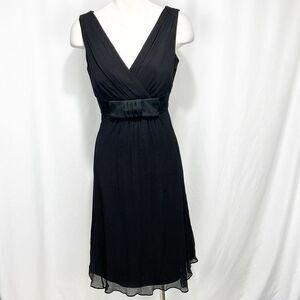 Ann Taylor V-Neck Black Silk Fit & Flair Dress 4
